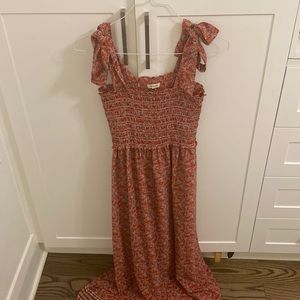 Long patterned floral dress with shoulder ties